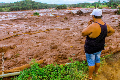 Mineral tailings mud after dam rupture in Brumadinho, Minas Gerais, Brazil photo