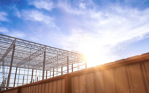 Construction  site with blue sky flare © Dreamer