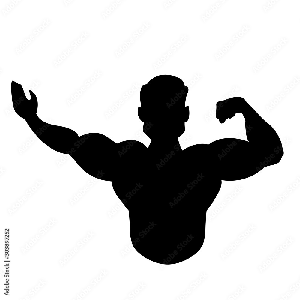 Bodybuilding silhouette vector. Illustration for fitness logo, label, emblem fitness club and gym Bodybuilding silhouette vector. Illustration for fitness logo, label, emblem fitness club and gym