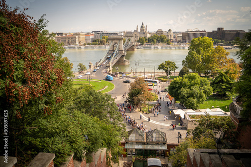 Budapest Chain Bridge. View from the castle hill