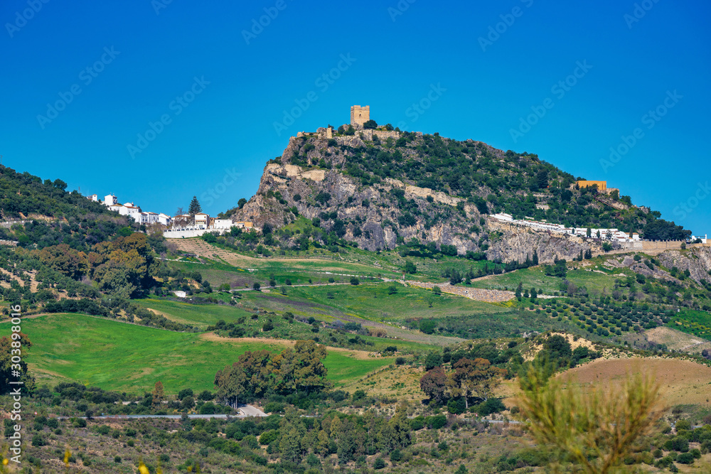 Zahara de la Sierra located in the Sierra de Grazalema, Andalusia, Spain.