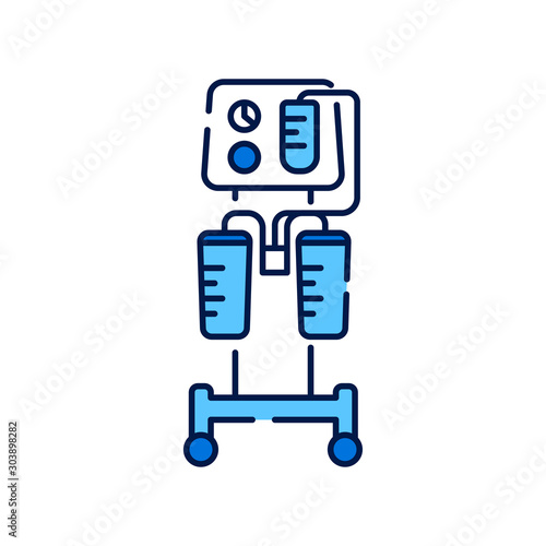 Aspirator line color icon. Medical suction pump concept. Removal of fluid from body cavities. Cavity drainage after surgery.