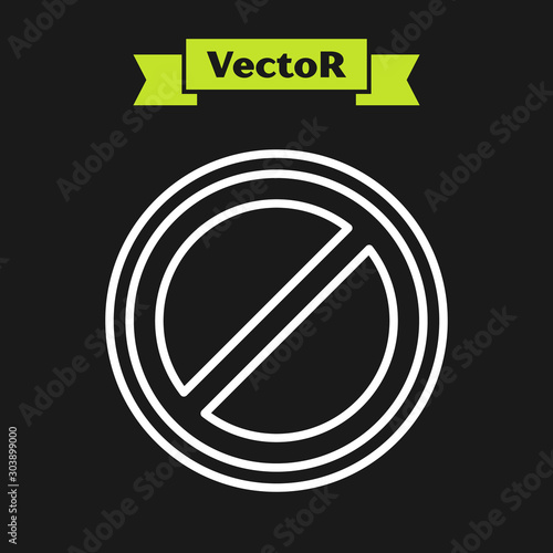 White line Stop sign icon isolated on black background. Traffic regulatory warning stop symbol. Vector Illustration