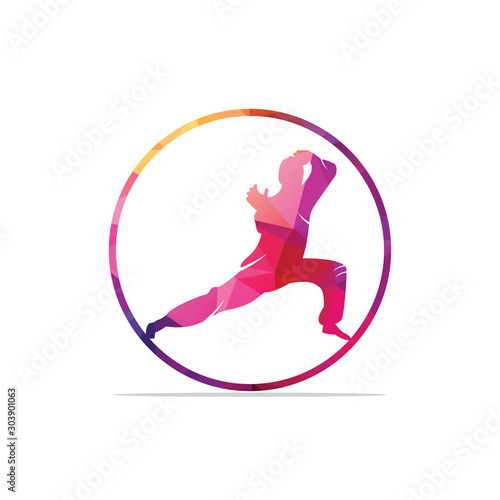 Karate sports logo. martial art silhouette vector, fight sport logo design.