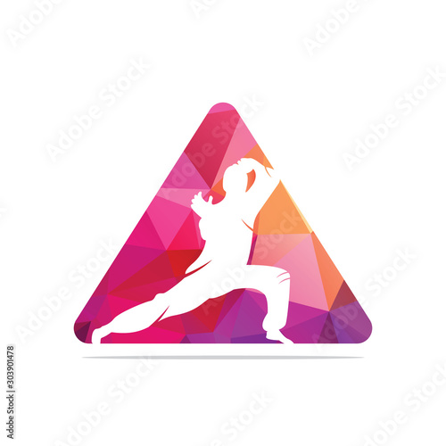 Triangle karate logo. kung fu logo with triangle shape.