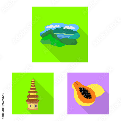 Vector design of travel and tourism icon. Collection of travel and island vector icon for stock.