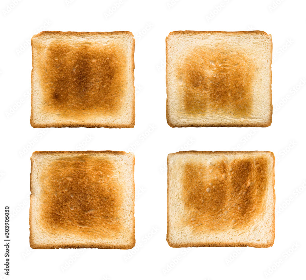 Set of toasted bread slices isolated on white background Set of toasted bread slices isolated on white background