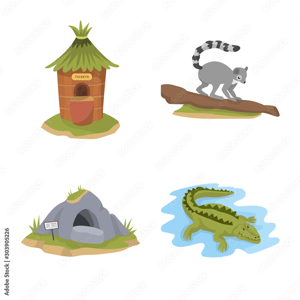 Isolated object of zoo and park logo. Set of zoo and animal stock vector illustration. Isolated object of zoo and park logo. Set of zoo and animal stock vector illustration.