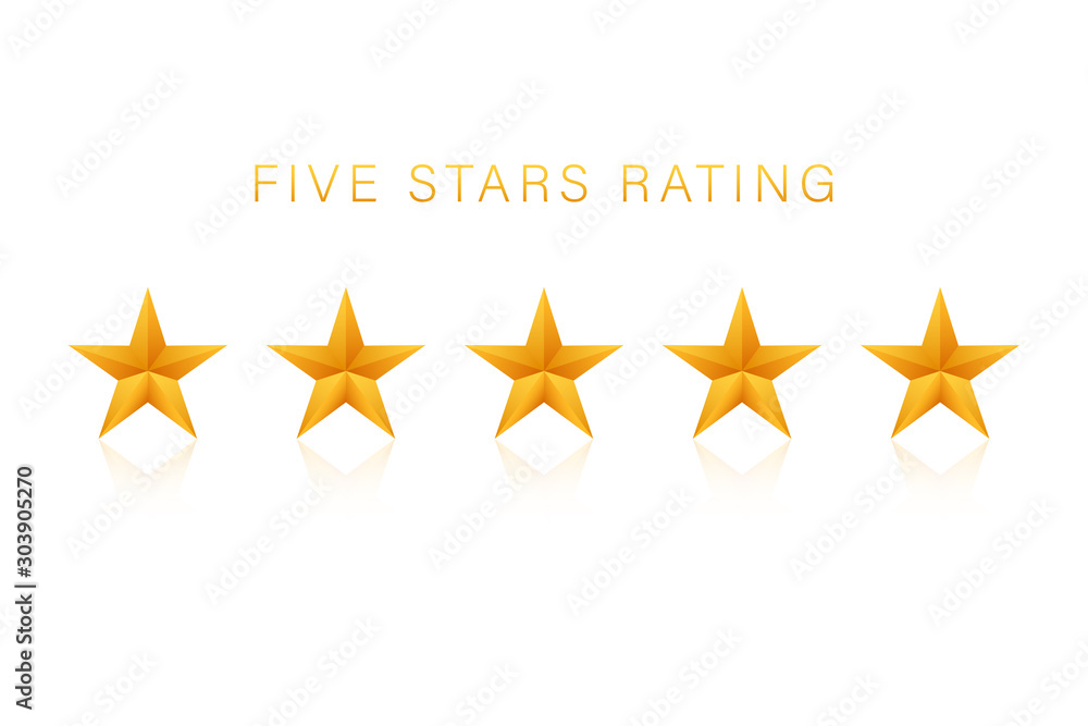 Five golden rating star on white background. Vector stock illustration Five golden rating star on white background. Vector stock illustration