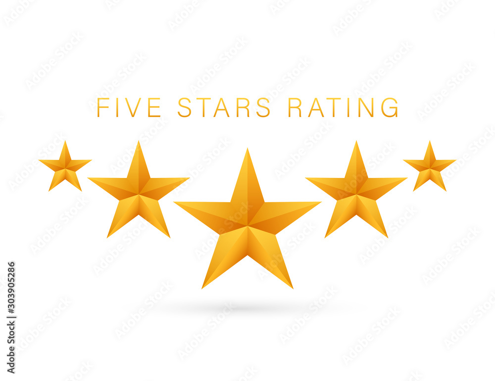 Five golden rating star on white background. Vector stock illustration Five golden rating star on white background. Vector stock illustration