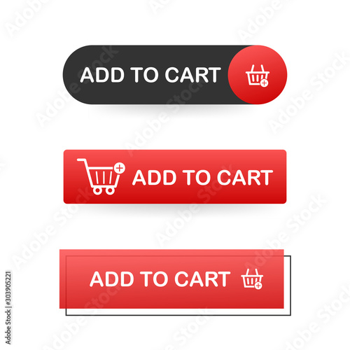 Set Add to cart icon. Shopping Cart icon. Vector stock illustration.