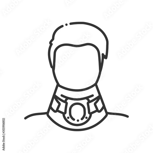 Orthopedic cervical neck collar line color icon.Traumatic head and neck injuries treatment. Sign for web page, mobile app, button, logo. Vector isolated button. Editable stroke.