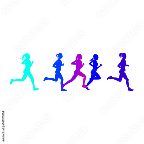 group of people running