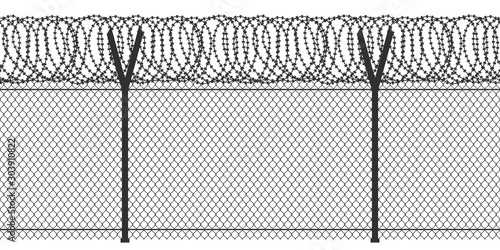 Fence with barbed wire