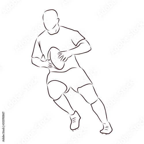 silhouette of rugby player sketch 