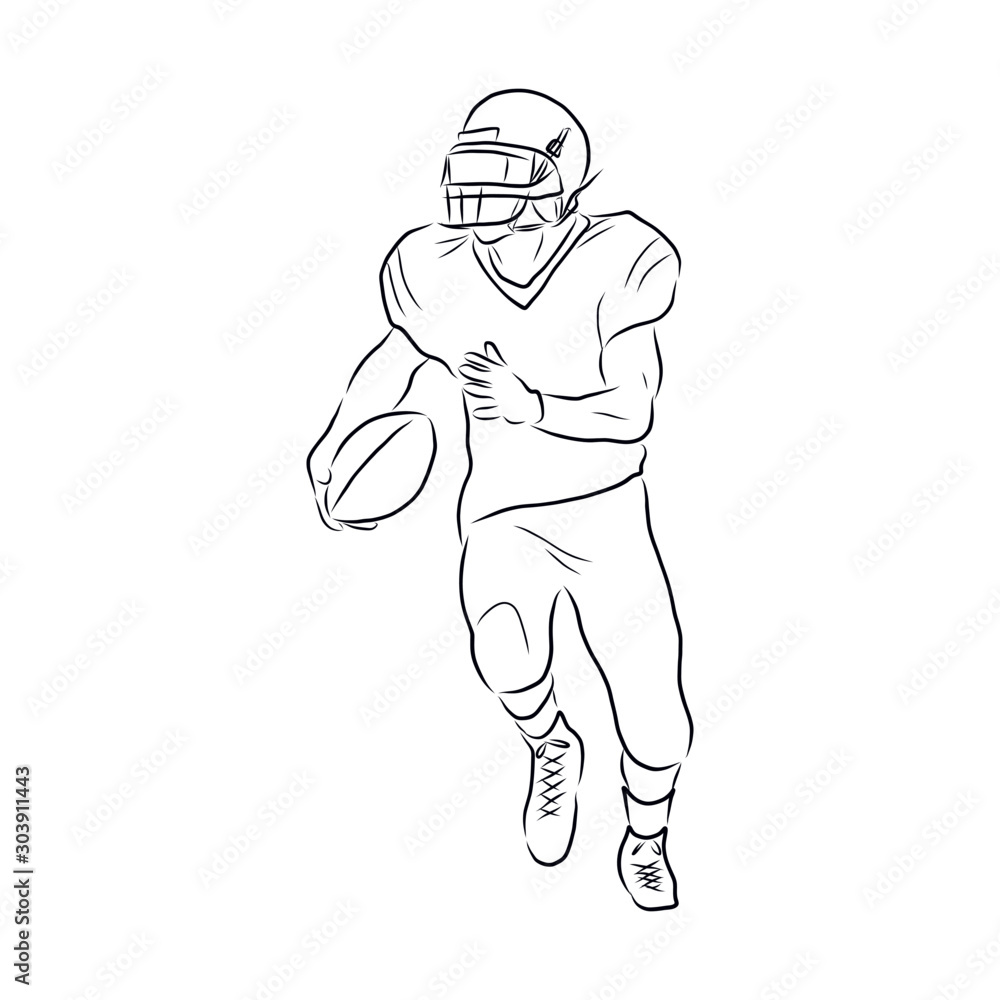 vector illustration of a football player, rugby sport sketch vector illustration of a football player, rugby sport sketch
