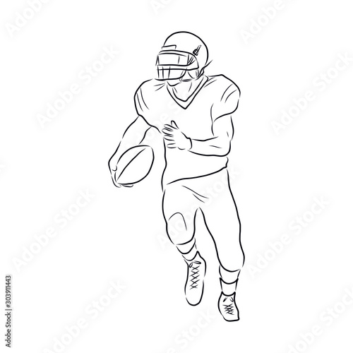 vector illustration of a football player, rugby sport sketch 