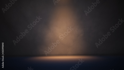 Stage white smoke spotlight background. 3D illustration 