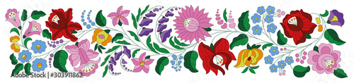 Hungarian embroidery folk pattern border