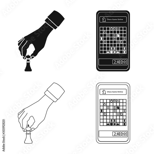 Vector illustration of checkmate and thin symbol. Set of checkmate and target stock vector illustration.