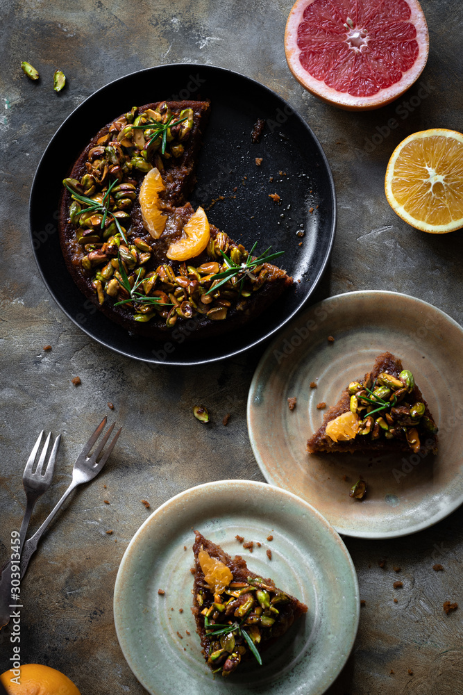 Vegan olive oil citrus pie with pistachio Vegan olive oil citrus pie with pistachio