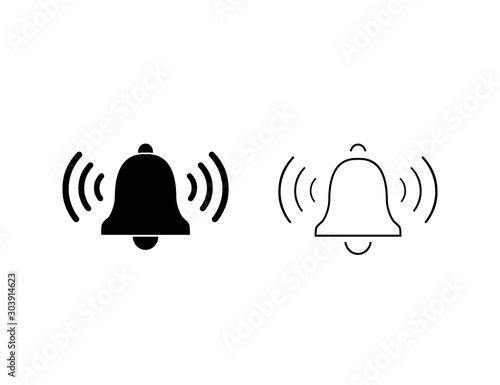 Bell line icon, alarm outline and filled vector sign, linear and full pictogram isolated on white, logo