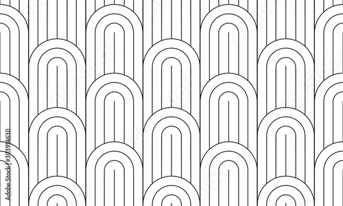 Geometric seamless pattern, black and white geo fabric print, seamless overlay texture, vector illustration.