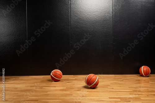  Basketball ball over floor in the gym
