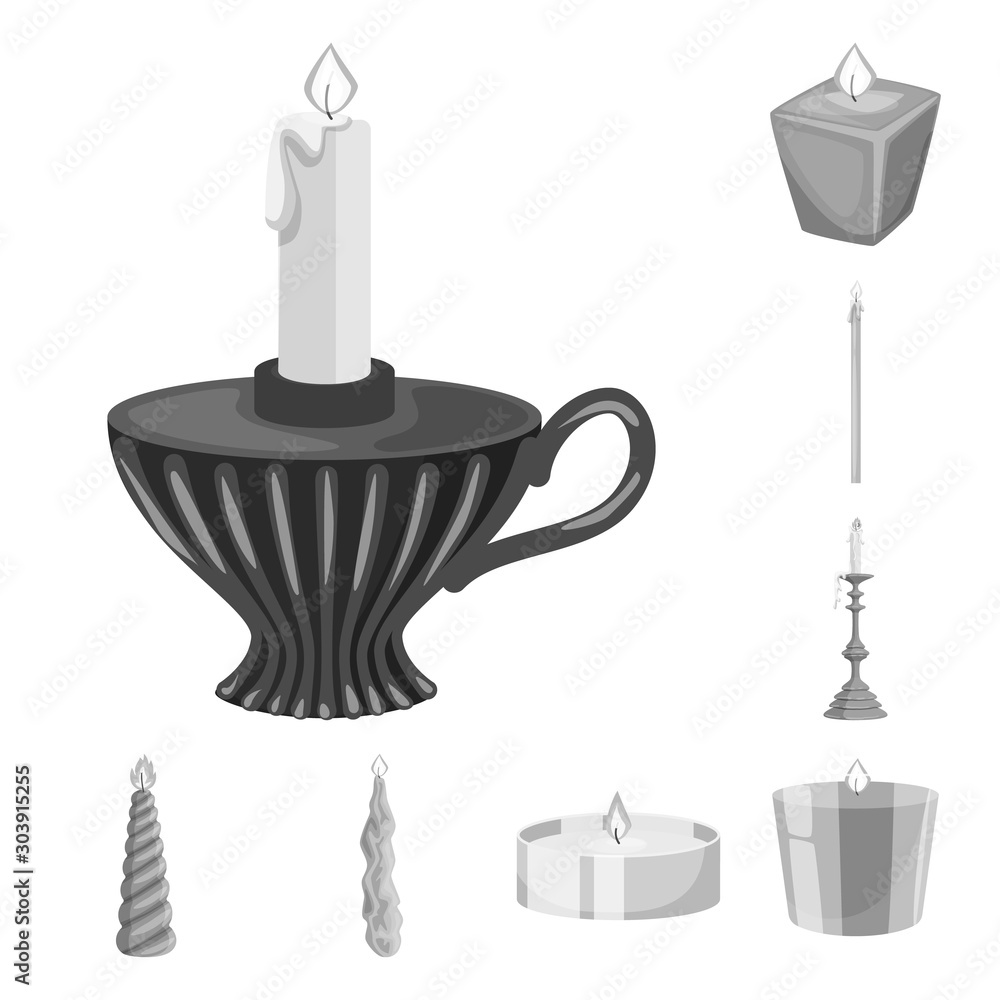 Isolated object of paraffin and fire icon. Set of paraffin and decoration stock vector illustration. Isolated object of paraffin and fire icon. Set of paraffin and decoration stock vector illustration.
