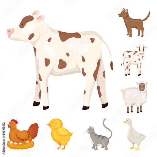 Vector illustration of farm and food icon. Collection of farm and countryside vector icon for stock.