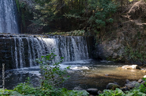 Waterfall in river Bistritsa in autumn by village Pancharevo in Vitosha mountain  Bulgaria