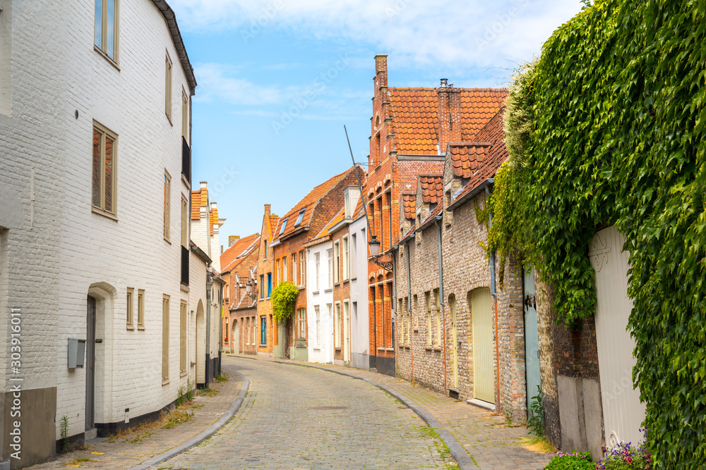 Cozy street in ancient provincial European town