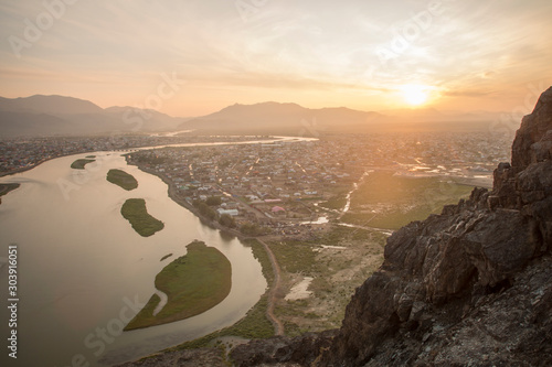 Sunset in olgyi, Mongolia photo