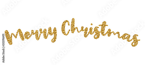 Merry Christmas gold glitter vector text
