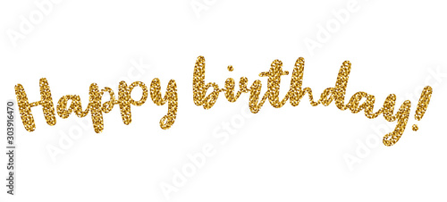 Happy birthday glitter vector text