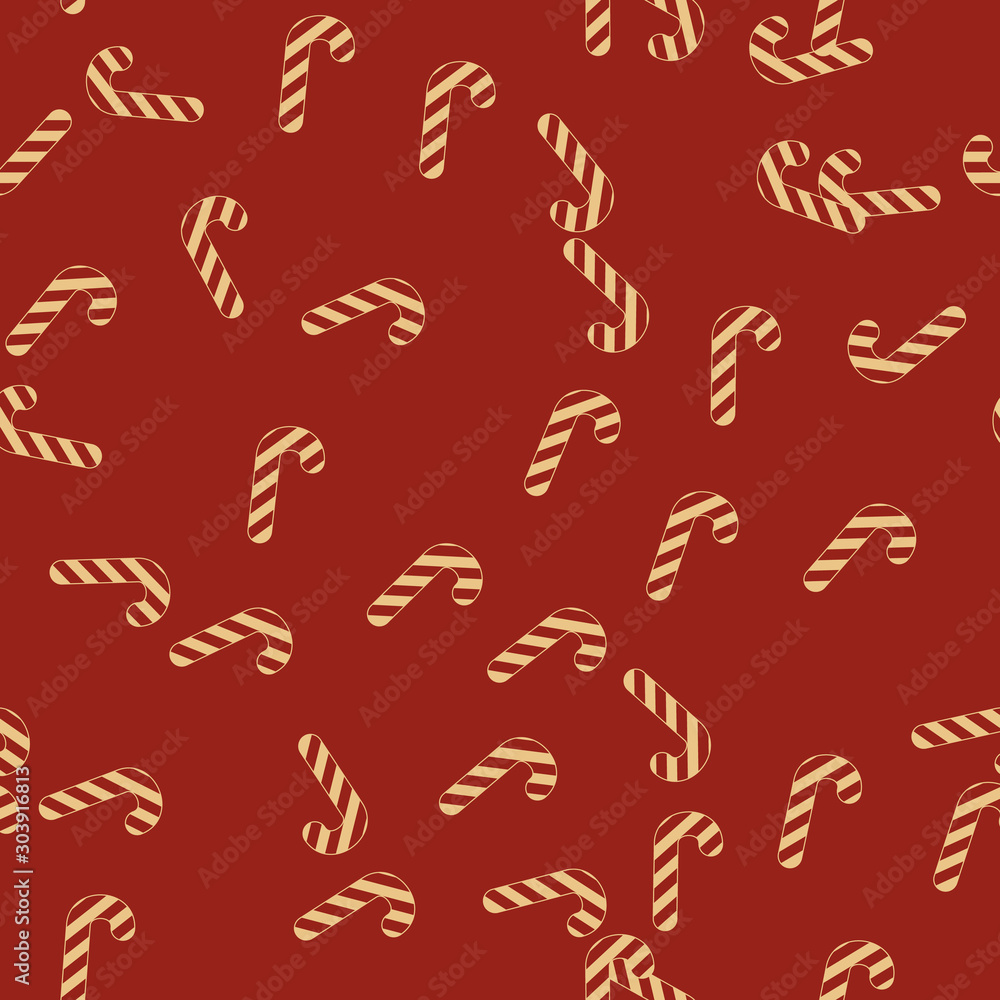 Fototapeta premium Christmas candy on red background. Seamless pattern illustrations. Festive background