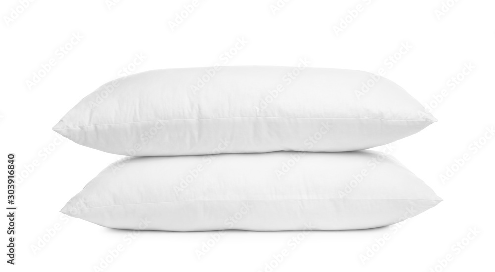 Blank soft new pillows isolated on white