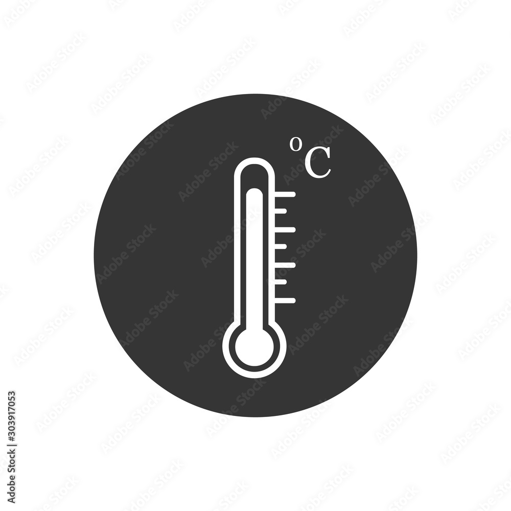 Thermometer vector icon on gray Modern flat style Thermometer vector icon on gray Modern flat style