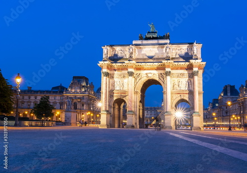 Carousel Arch of Triumph at night, Paris, France © Mistervlad