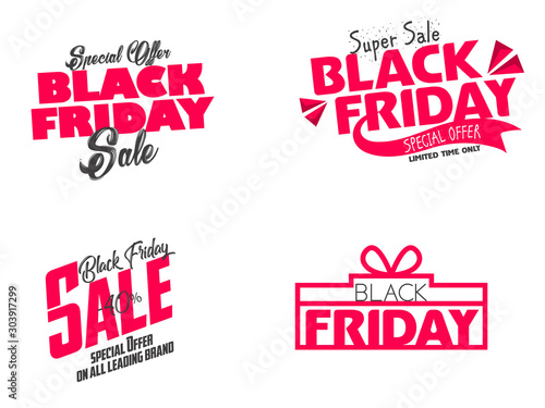 Black Friday Calligraphic Designs  badges  embelm Vector Set. Happy Black Friday Sale. Shopping time.
