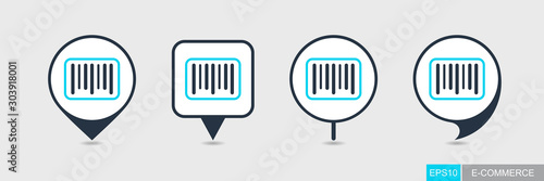 Barcode vector pin map icon