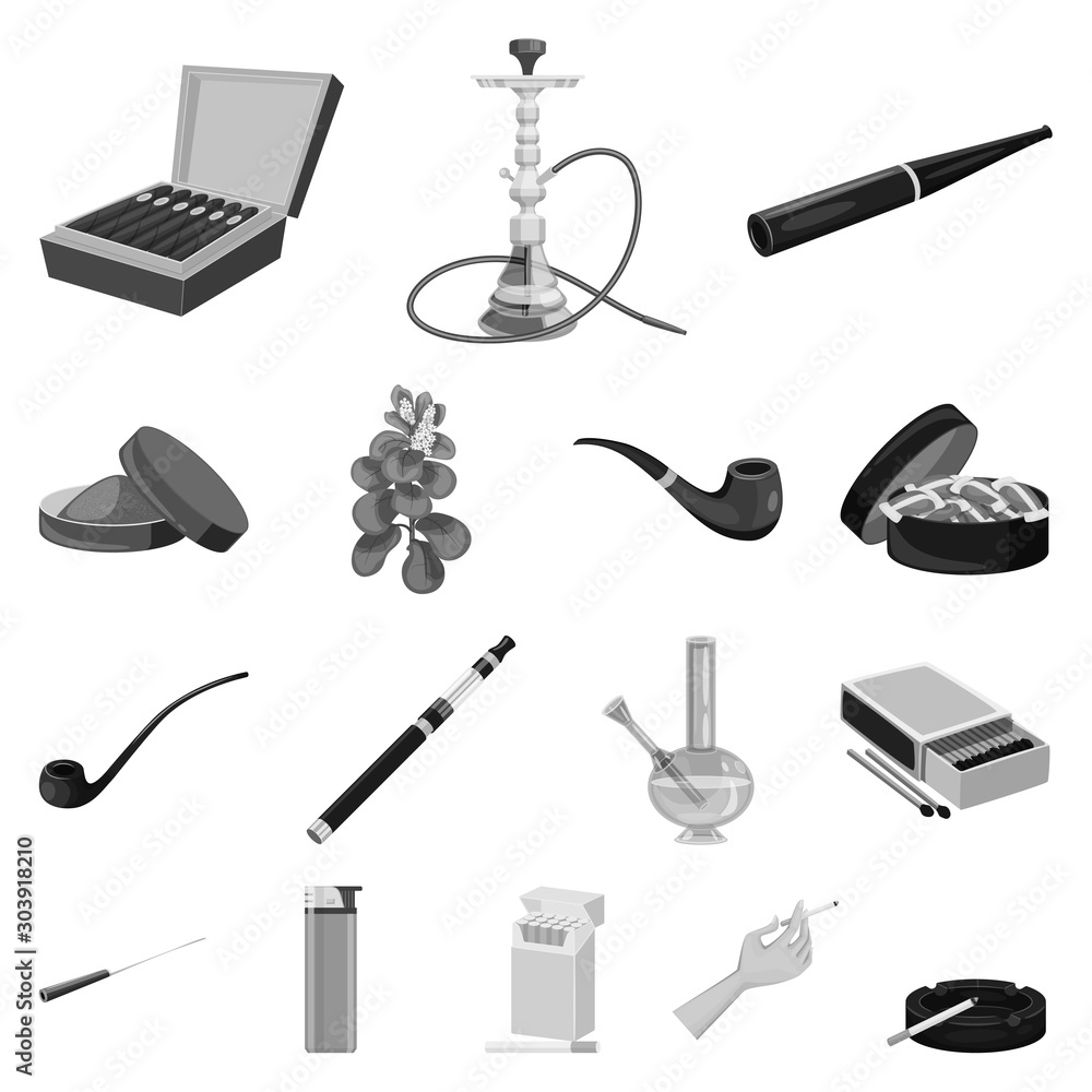 Obraz premium Vector design of health and nicotine symbol. Set of health and statistics stock symbol for web.