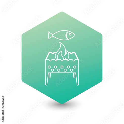 Brazier grill with fish icon