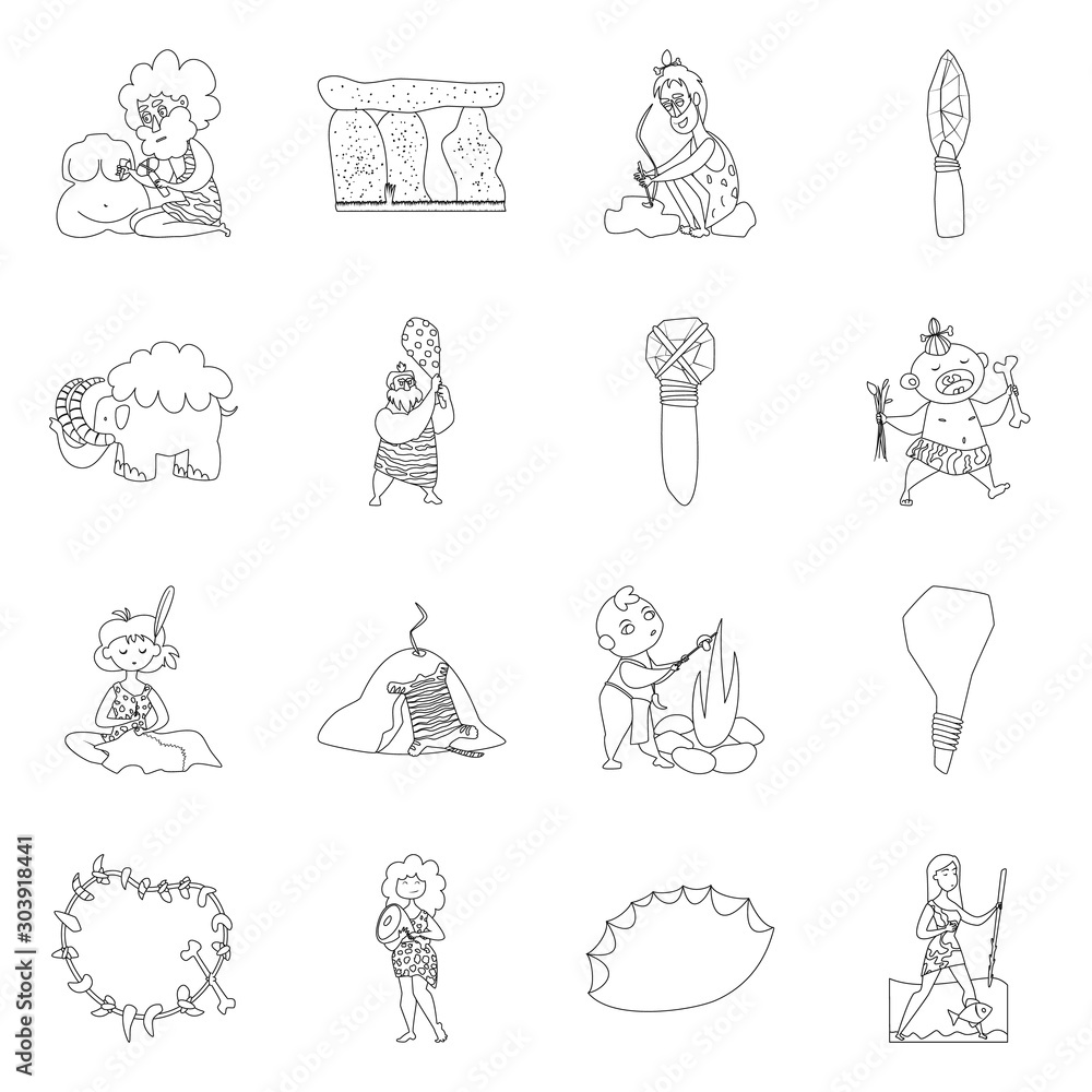 Vector design of primitive and archeology icon. Collection of primitive and history stock symbol for web. Vector design of primitive and archeology icon. Collection of primitive and history stock symbol for web.