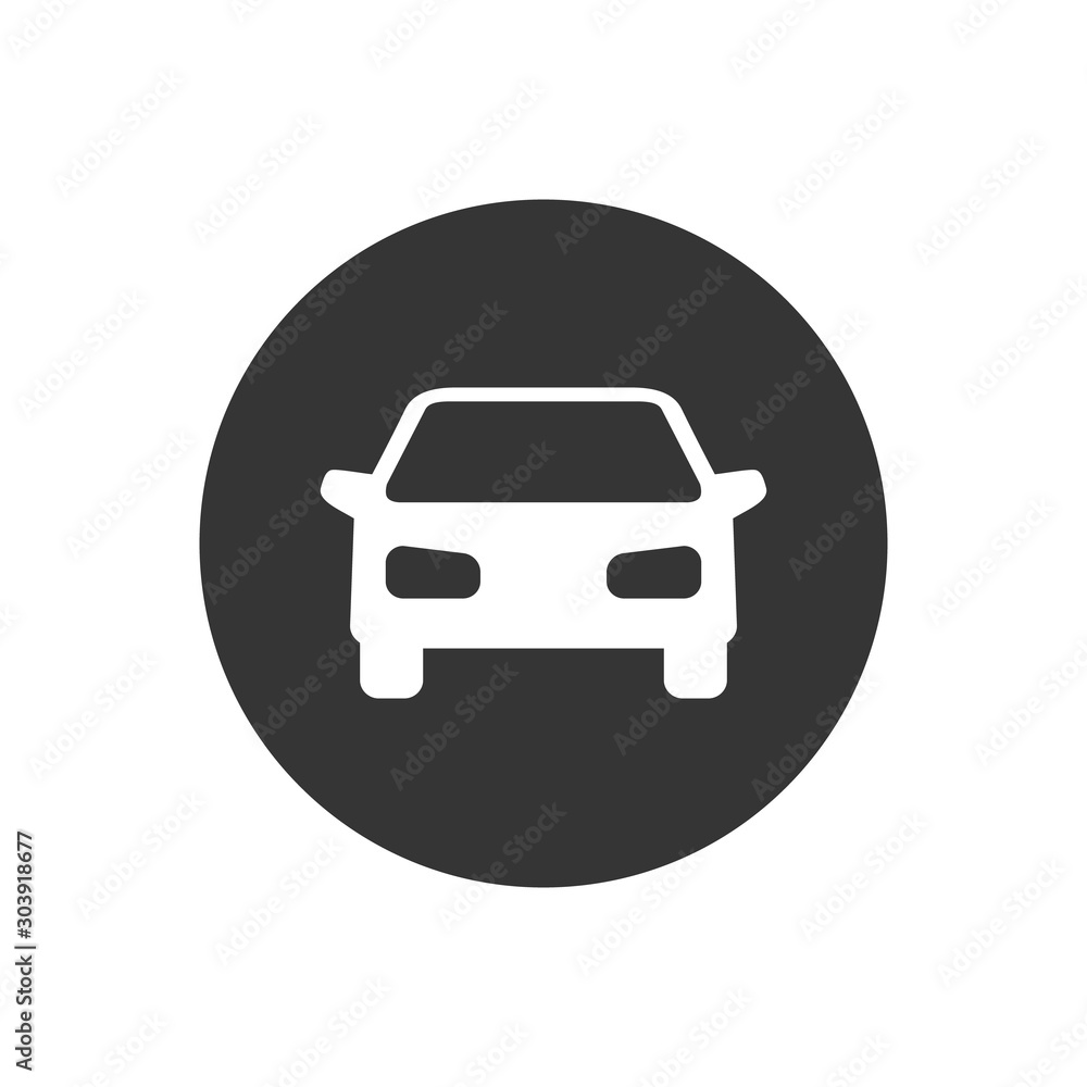 Car vector white icon on gray in flat style Car vector white icon on gray in flat style