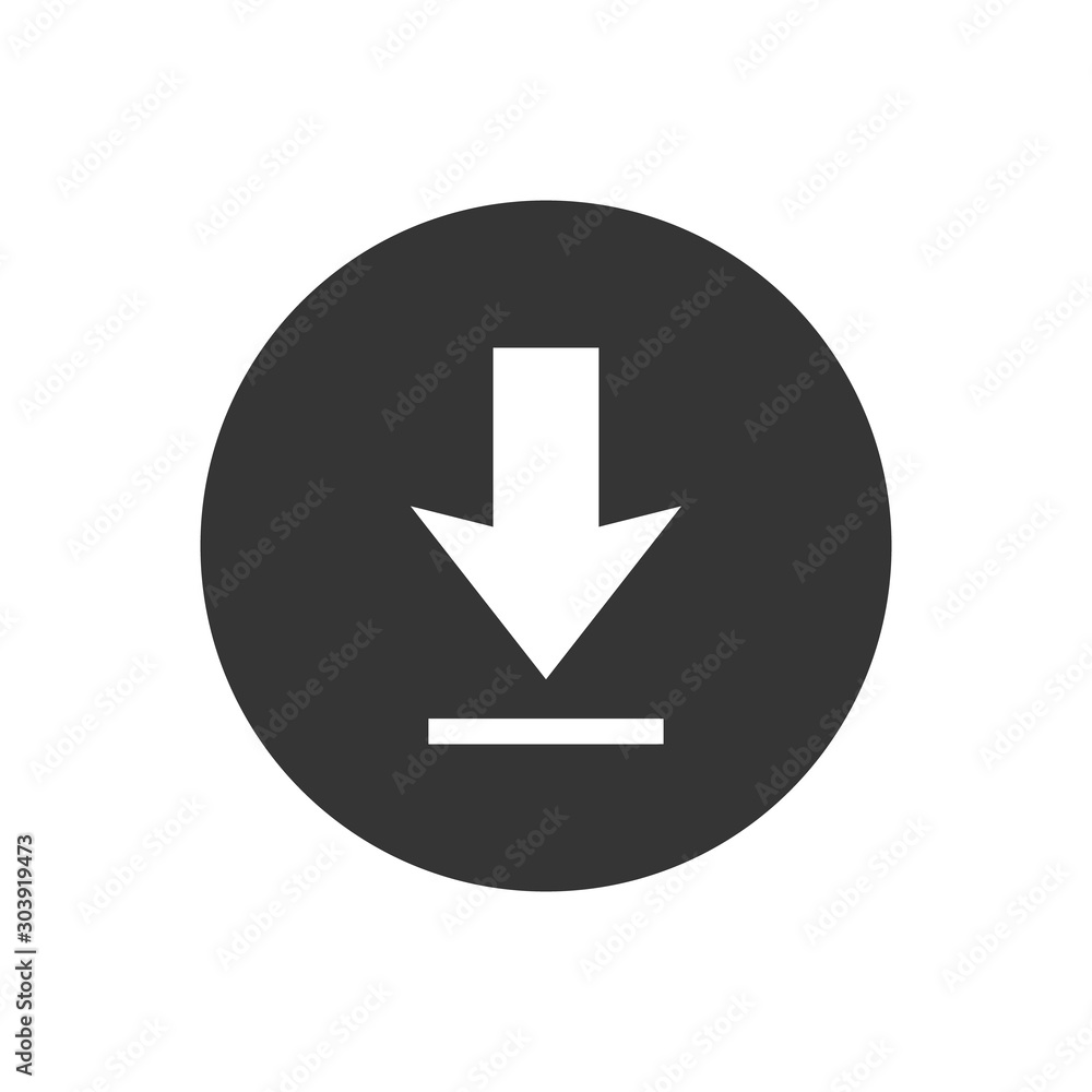 Download white icon on gray background. Downloading vector icon in modern flat style Download white icon on gray background. Downloading vector icon in modern flat style