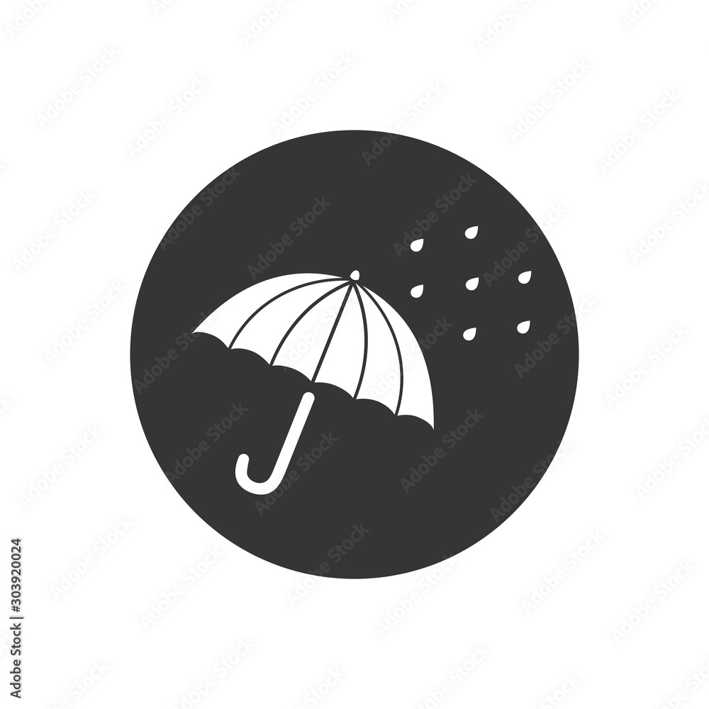 Rain drops umbrella icon. Vector in flat style