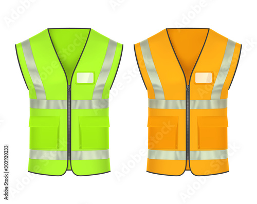 Safety vest with reflective strips, vector mockup