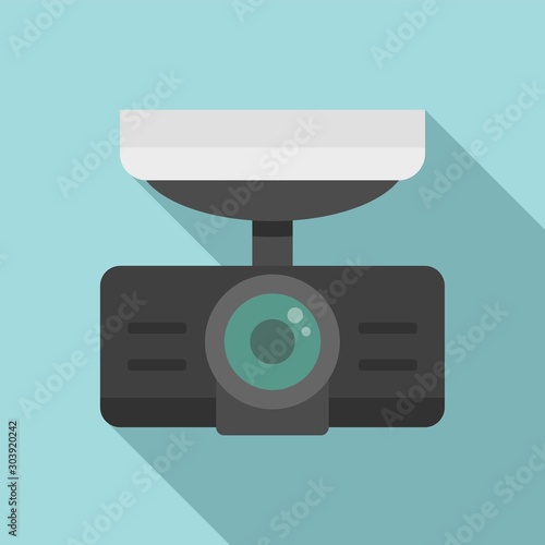 Dash cam recorder icon. Flat illustration of dash cam recorder vector icon for web design