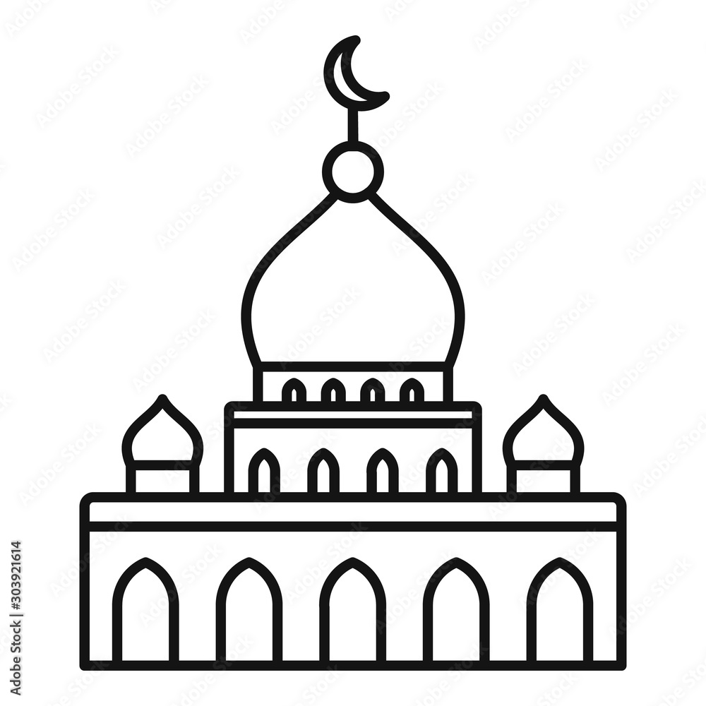 Modern mosque icon. Outline modern mosque vector icon for web design isolated on white background